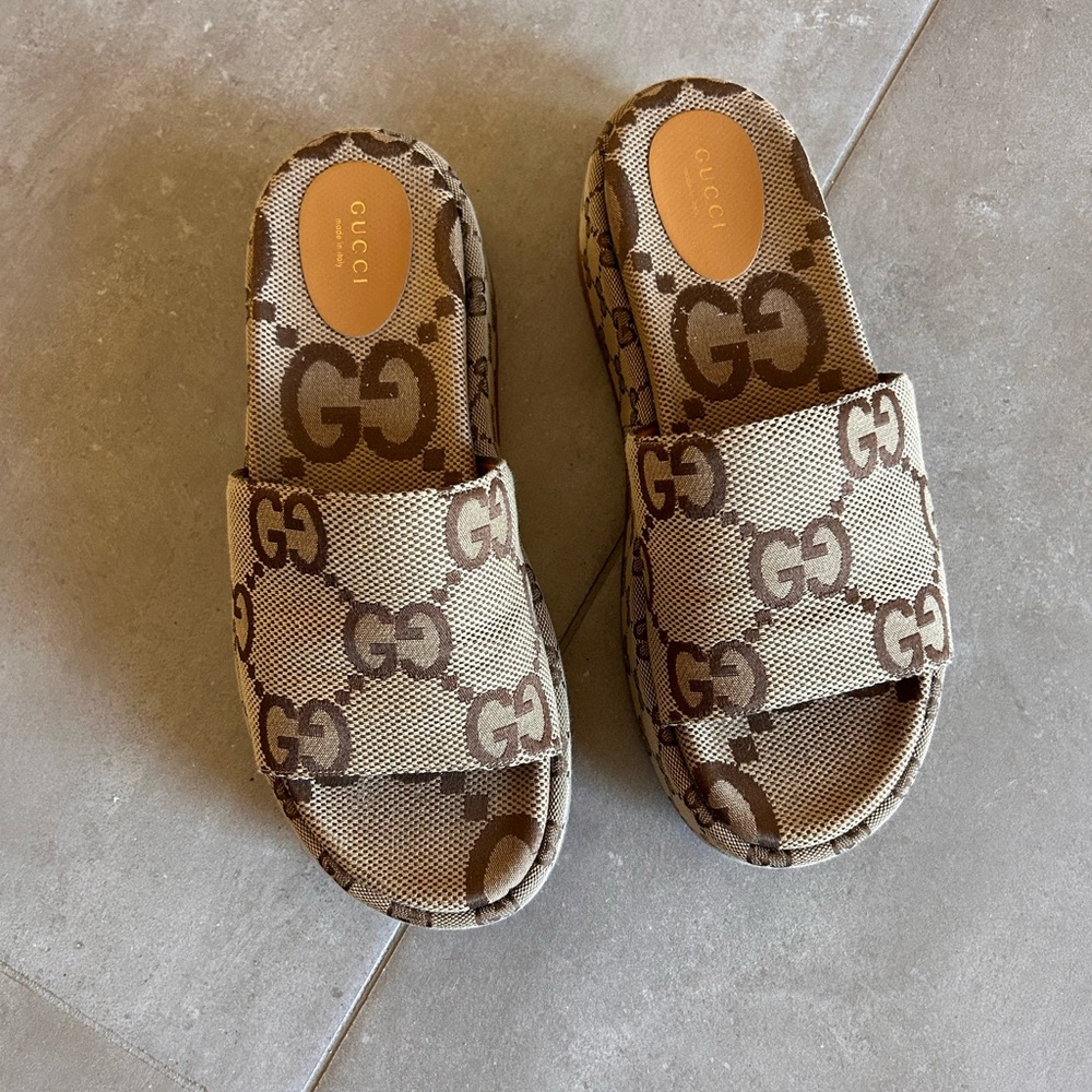 Gucci Canvas Platform Sandals 41